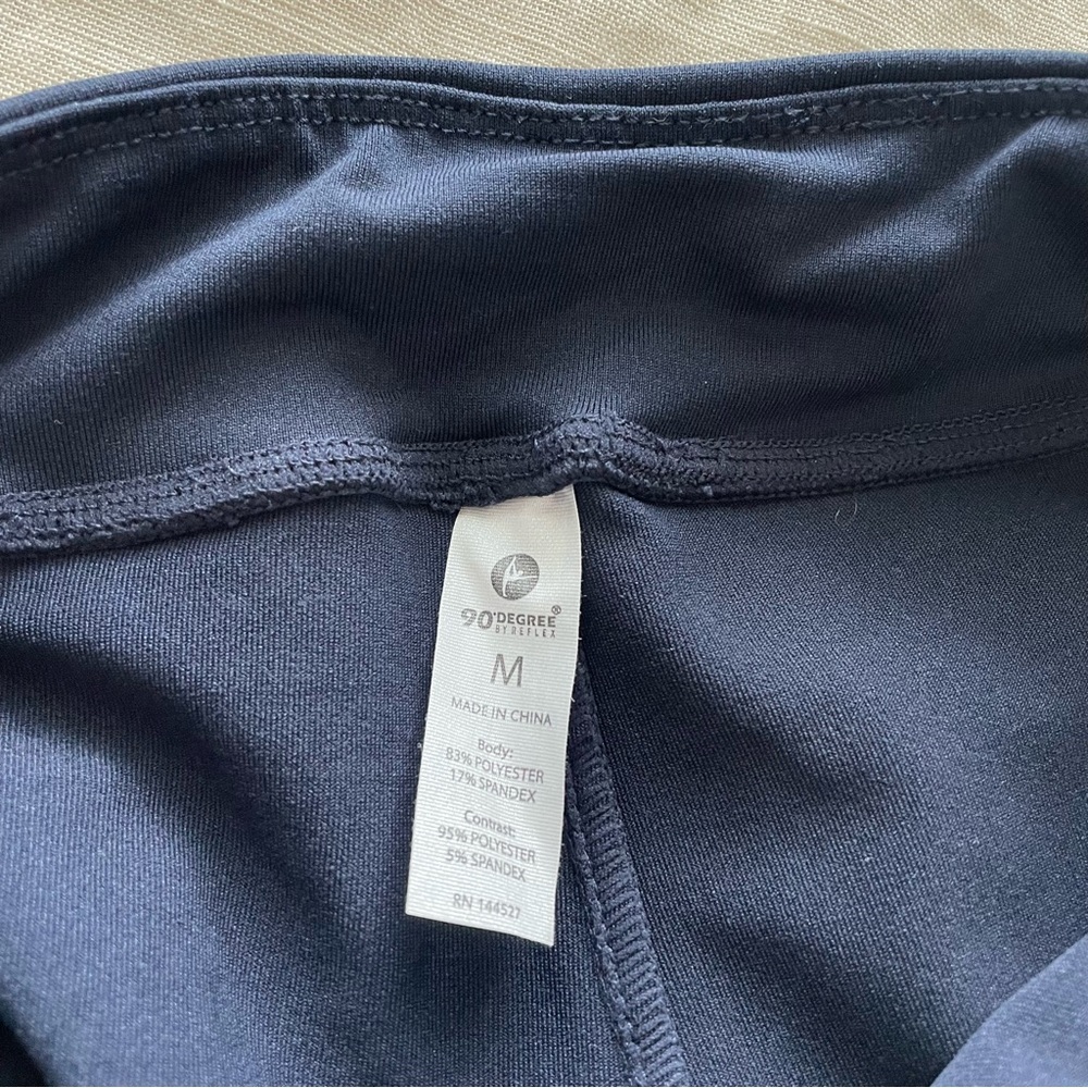 90 Degree By Reflex Yoga Pants M Dark Navy Slit Front Stretch High Waist NWT NEW - Picture 9 of 9